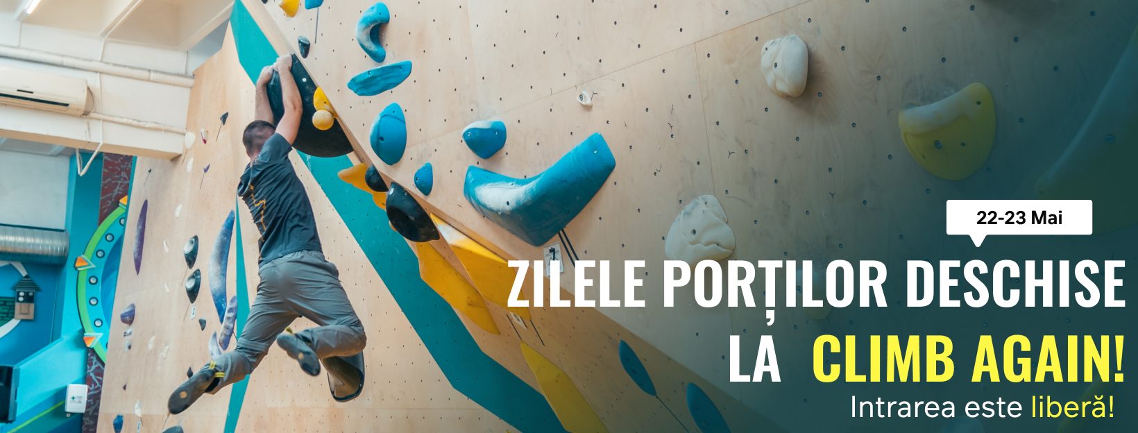 Sportiv din programul terapeutic progresând prin escaladă terapeutică în sala de escaladă